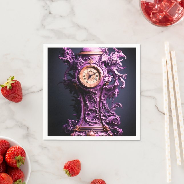 Purple Clock Napkin (Insitu)