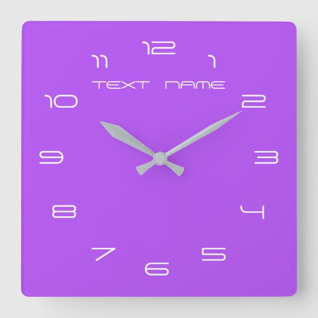 Purple Clock Personalized Custom Text and Colour (Front)
