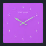 Purple Clock with Custom Text and Color<br><div class="desc">Custom Colors and fonts - Personalized Beautiful Purple Color Wall Clocks with Custom Text - Choose / add your favorite background / text and number colors ! Choose Your Unique Numbers and Text Fonts / Size ! Add your text / name / or date / logo / more - with...</div>