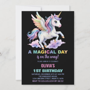 Purple Cloud Unicorn Invitations d'anniversaire
