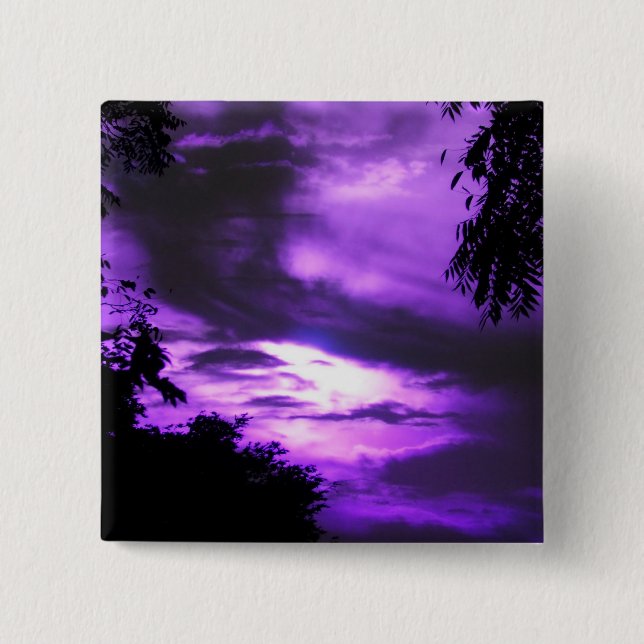 Purple Clouded Sky 2 Inch Square Button (Front)