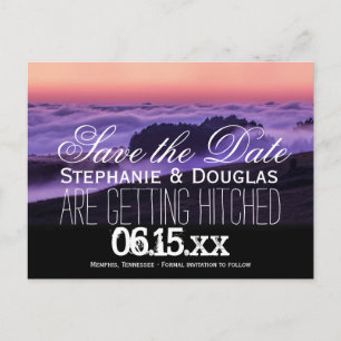 Purple Clouds Sunset Save the Date Postcards