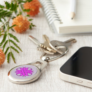 Purple Clover Ribbon by Kenneth Yoncich Keychain