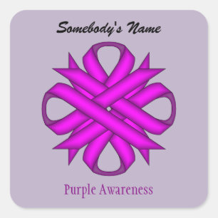 Purple Clover Ribbon by Kenneth Yoncich Square Sticker