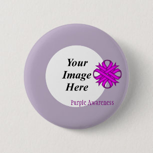 Purple Clover Ribbon Template by Kenneth Yoncich 2 Inch Round Button