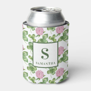 Purple Clover   St Patrick's Day Monogram Can Cooler