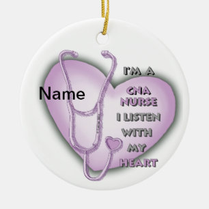 Purple CNA Nurse Ceramic Ornament