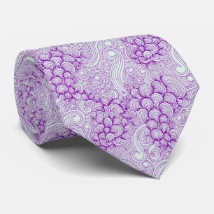 Purple Coastal Seashell Pattern Wedding Tie