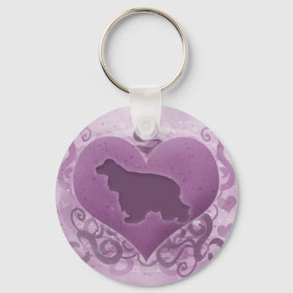 Purple Cocker Spaniel Valentine Keychain