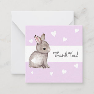 Purple Coeur Bunny Baby shower Merci Cartes pour n