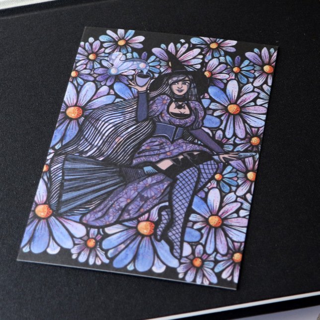 Purple Coffee Witch Daisy Art                      Postcard (Creator Uploaded)