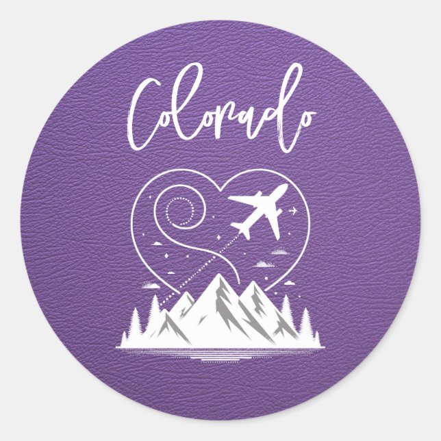 Purple Colorado Passport  Classic Round Sticker (Front)