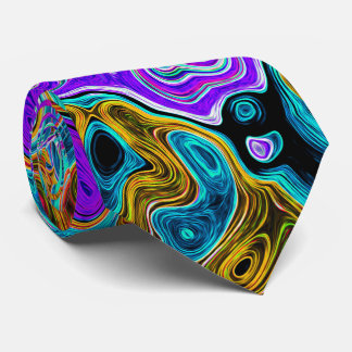 Purple Colorful Groovy Abstract Retro Liquid Swirl Tie
