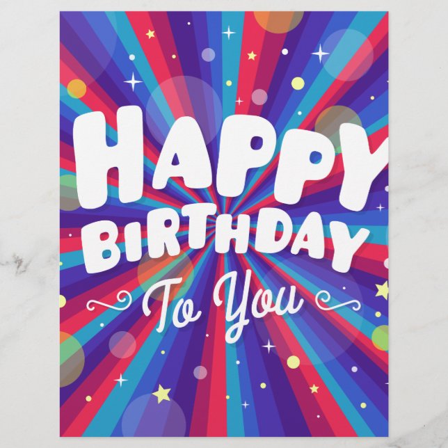 Purple Colour burst happy birthday to you (Front)