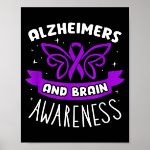 Purple Colour Ribbon Alzheimers and Brain Awarenes Poster