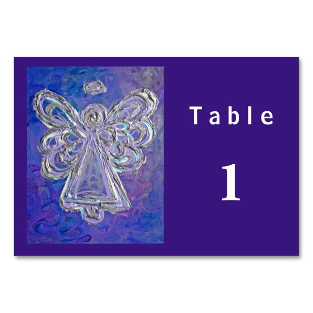 Purple Colour Series Angel Custom Table Cards (Back)