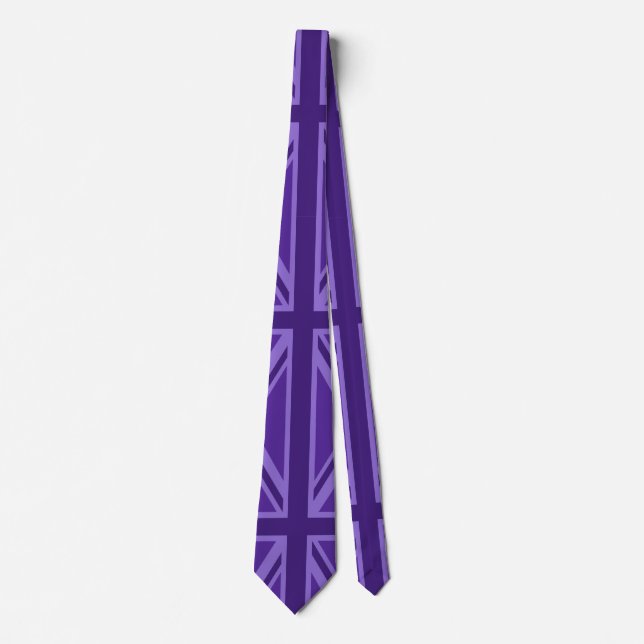 Purple Colour Union Jack British Flag Design Tie (Front)
