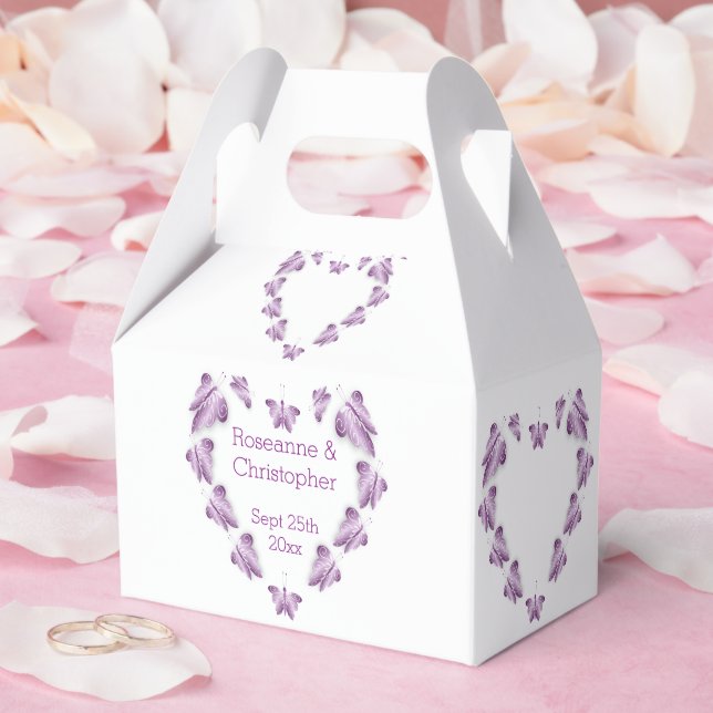 Purple Coloured Butterflies Design Wedding Favor Box (Wedding)