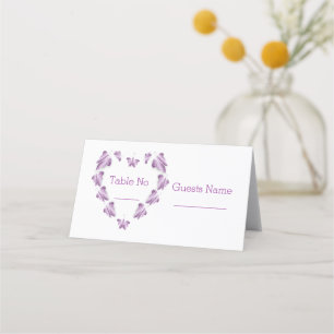 Purple Coloured Butterflies Design Wedding Place Card