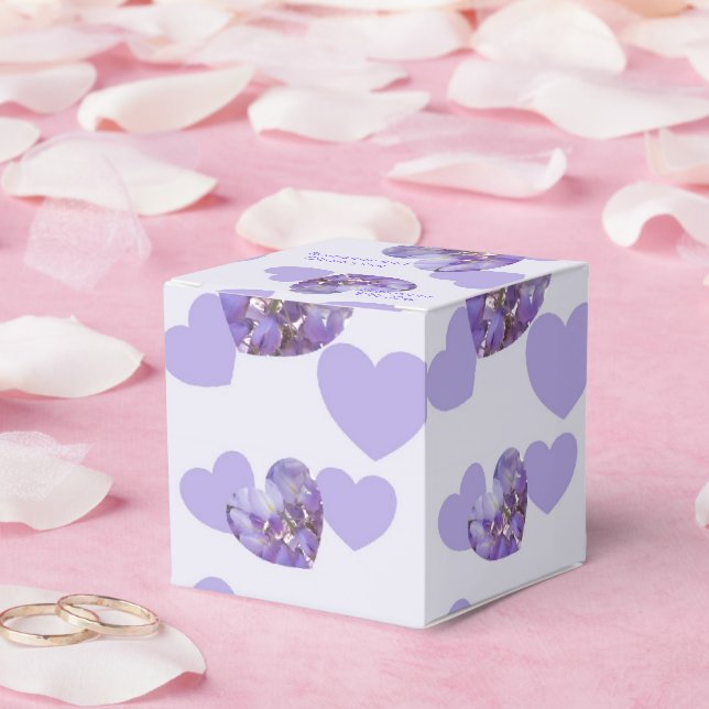 Purple Coloured Wisteria Heart Design Wedding Favor Box (Wedding)