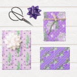 Purple Colourful Christmas Trees Holiday Wrapping Paper Sheet<br><div class="desc">This design may be personalized by choosing the Edit Design option. You may also transfer onto other items. Contact me at colorflowcreations@gmail.com or use the chat option at the top of the page if you wish to have this design on another product or need assistance. See more of my designs...</div>