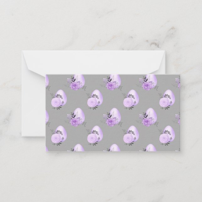 Purple Colourful Flower Botanical Easter Egg Style Card (Front)
