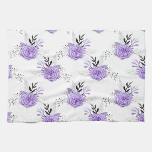 Purple Colourful Flower Botanical Floral Kitchen Towel