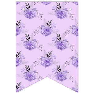 Purple Colourful Flower Botanical Floral Pattern Bunting Flags