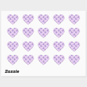 Purple Colourful Flower Botanical Floral Pattern Heart Sticker