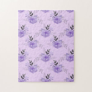 Purple Colourful Flower Botanical Floral Pattern Jigsaw Puzzle