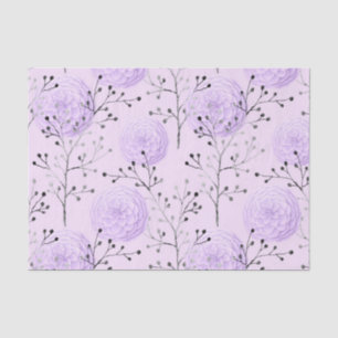 Purple Colourful Flower Botanical Floral Pattern Tissue Paper