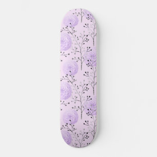 Purple Colourful Flower Botanical Floral Skateboard
