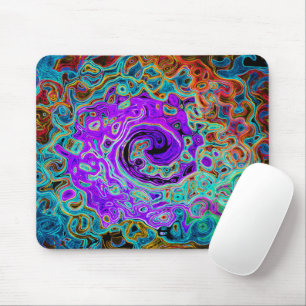 Purple Colourful Groovy Abstract Retro Liquid Swir Mouse Pad