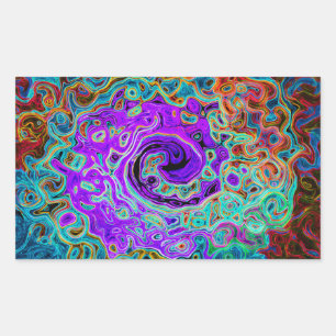 Purple Colourful Groovy Abstract Retro Liquid Swir Sticker