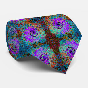 Purple Colourful Groovy Abstract Retro Liquid Swir Tie