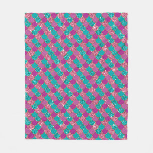 Purple Colourful Mermaid Glitter Fleece Blanket