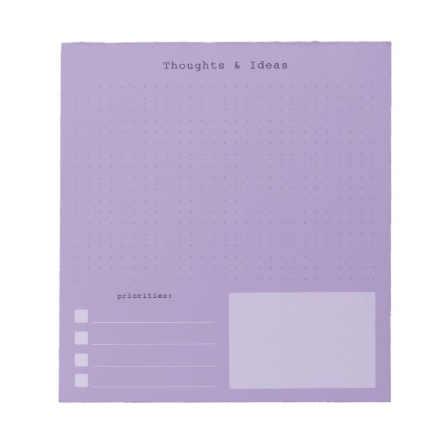 Purple colourful retro aesthetic Thoughts & Ideas Notepad (Front)