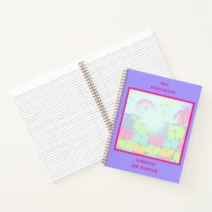 Purple Colourful Umbrellas Class Student Notebook