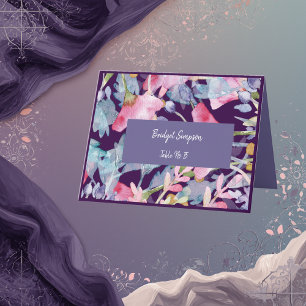 purple colourful wildflower wedding guest card