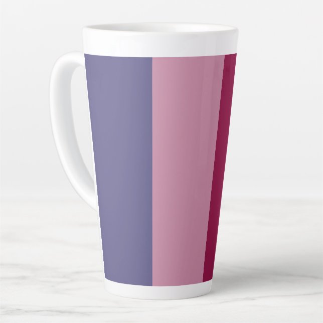 Purple colours stripes latte mug (Left Angle)