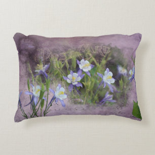 Purple Columbine Flowers Accent Pillow