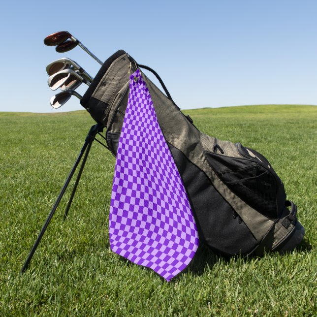 Purple Combination Chequerboard by ShirleyTaylor Golf Towel (Green)