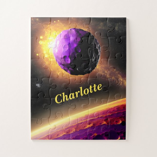 Purple Comet Roars Towards Unknown Pink Planet Jigsaw Puzzle (Vertical)