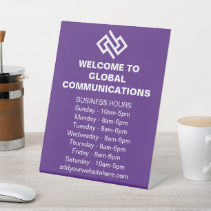 Purple Company Custom Business Hours Store Pedestal Sign