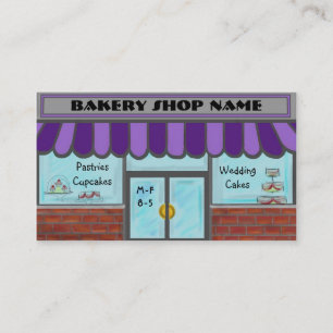 Purple completely customizable bakery shop cards