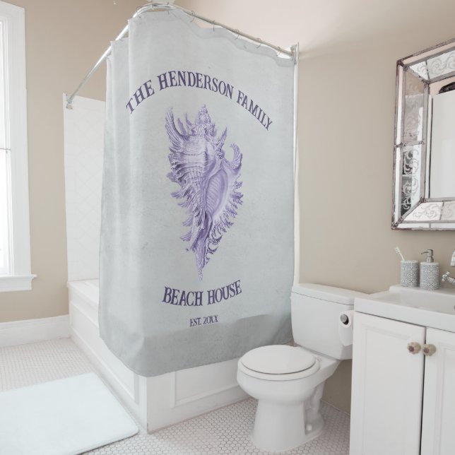 Purple Conch Shell Shower Curtain (In Situ)