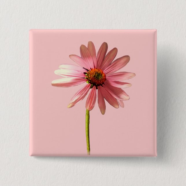 Purple Cone Flower Echinacea purpurea 2 Inch Square Button (Front)