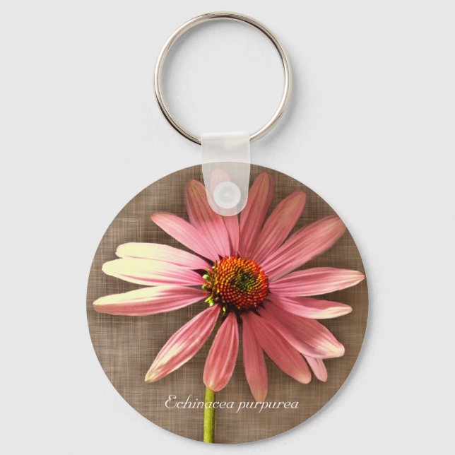 Purple Cone Flower Echinacea purpurea Keychain (Front)