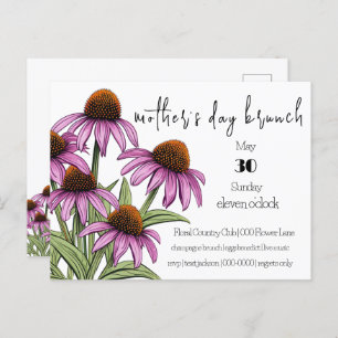 Purple Coneflower   Wildflowers Mom's Day Brunch Invitation Postcard