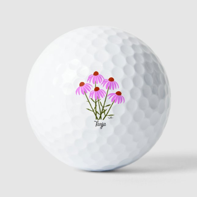 Purple Coneflowers Golf Balls Personalized (Front)